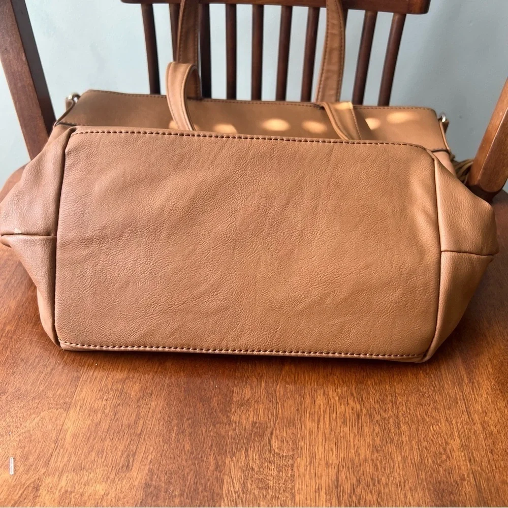 Nicole Lee USA brown studded braided bag faux leather 14 x 11 x 5.5 inches
